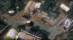 Top camera view of the village in one of the cut scenes.